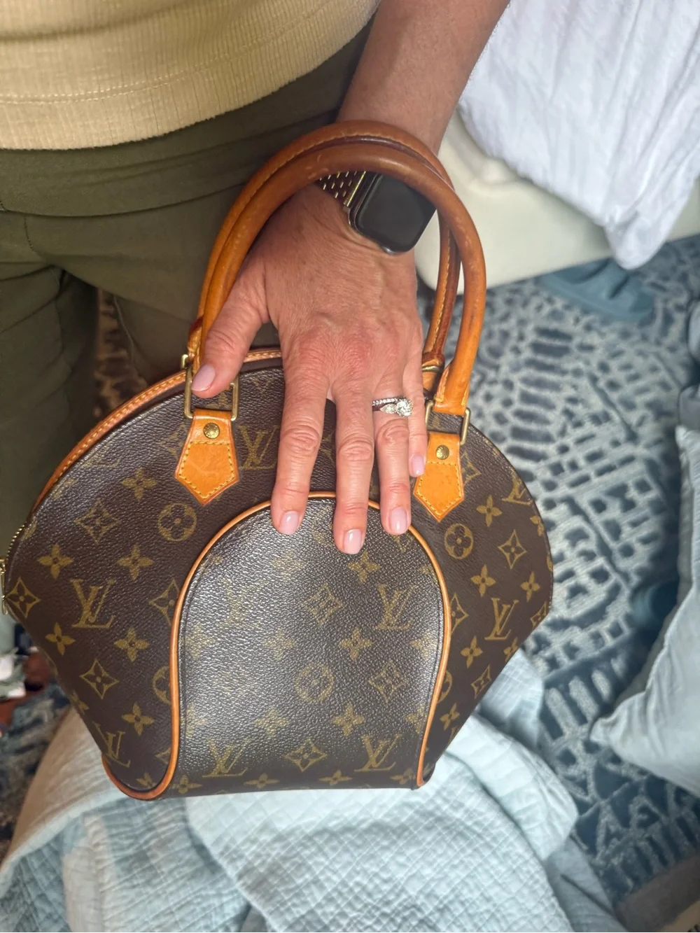 Authentic Louis Vuitton Brown Monogram Canvas Ellipse PM bag